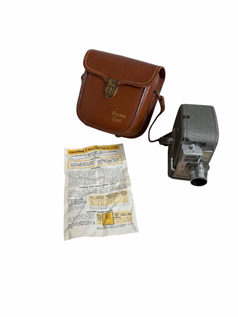 Vintage Keystone Capri K-25 8mm Movie Camera with Leather Case and Manual